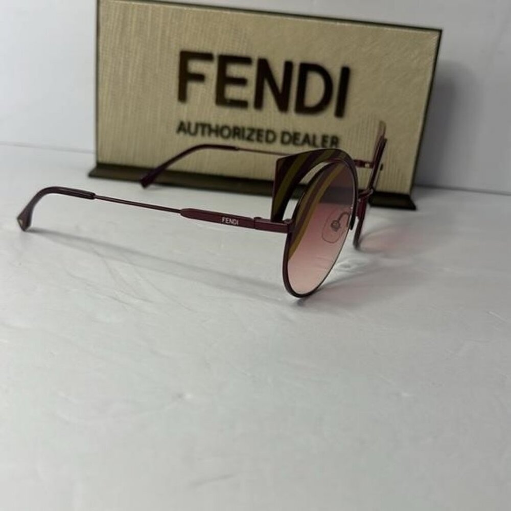 💯 - New Authentic Fendi FF 0215/s 00l9- X4 Burgundy Cat Eye Sunglasses - Picture 15 of 17